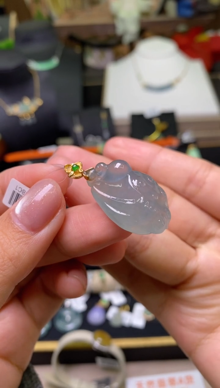 【闪购商品】翡翠颈饰18K金镶嵌净货18078