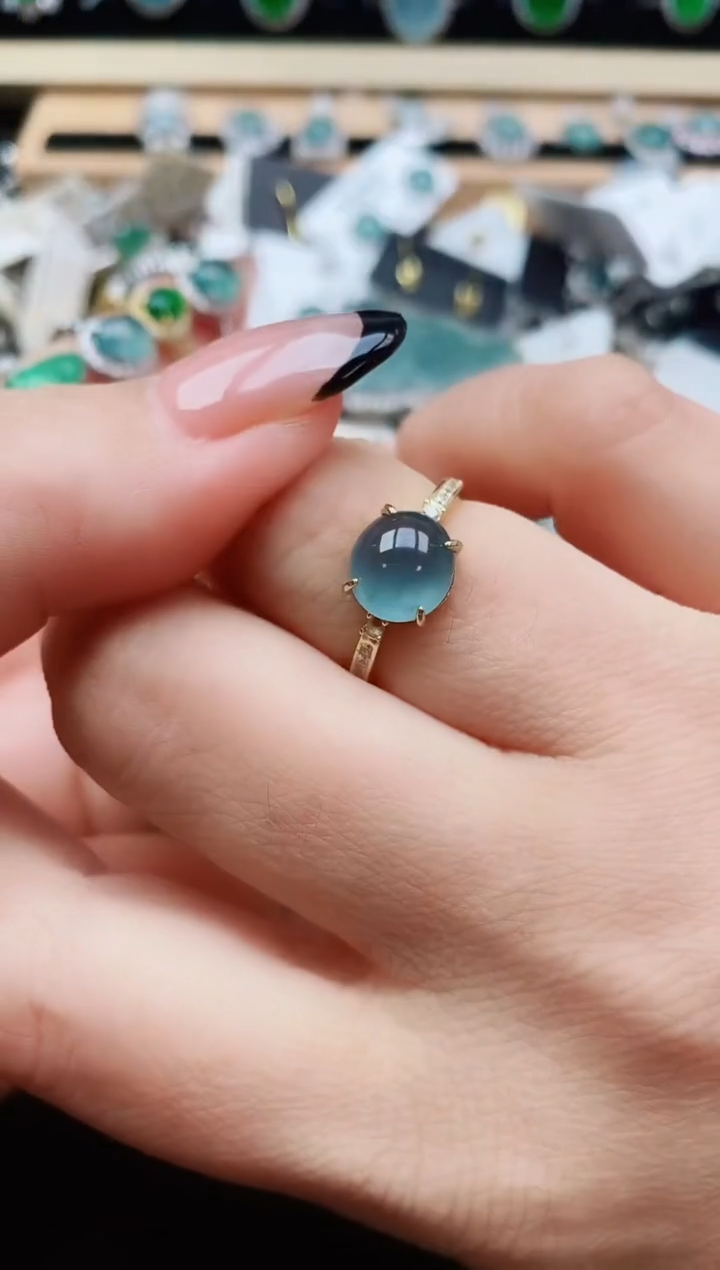 翡翠戒指银S925镶嵌50800