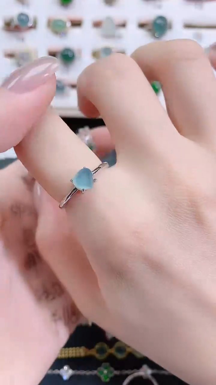 银S925镶嵌戒指翡翠天然翡翠