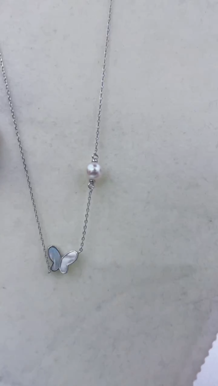 颈饰银S925镶嵌海水珍珠  