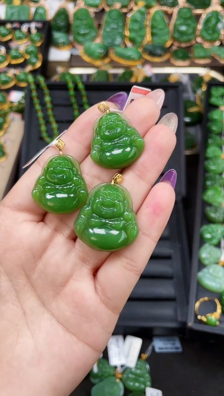 【闪购商品】和田玉吊坠18K金镶嵌多样性发一