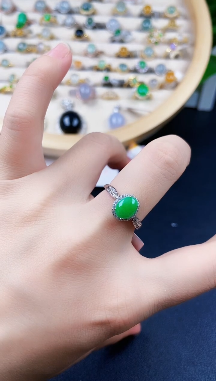 【闪购商品】翡翠戒指银S925镶嵌120120120