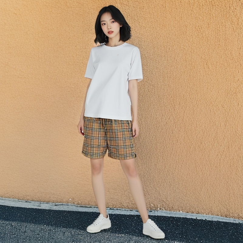 99新 BURBERRY/博柏利 短裤/经典格纹抽绳短裤/百搭//0010050