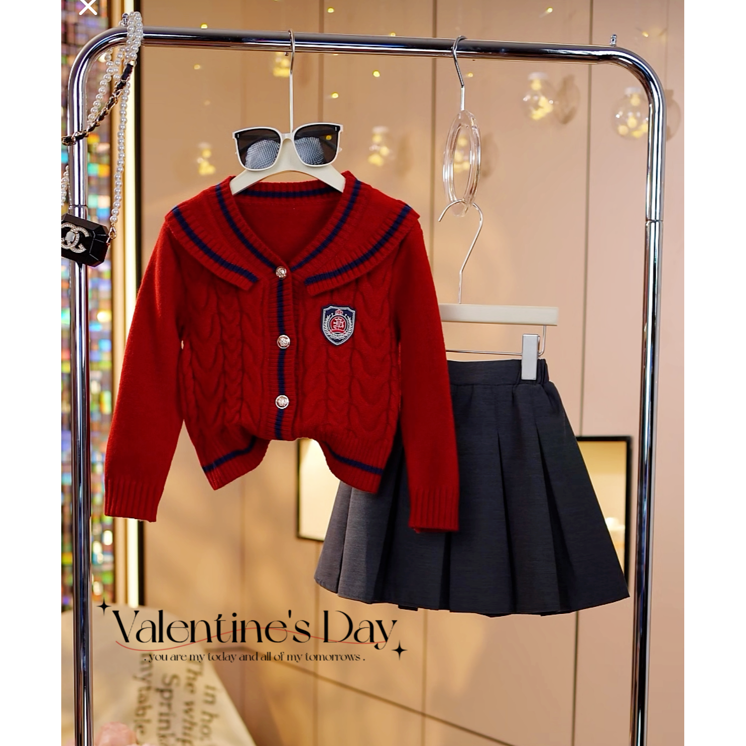 女童2025春秋季新款中大童洋气时尚针织毛衣套装