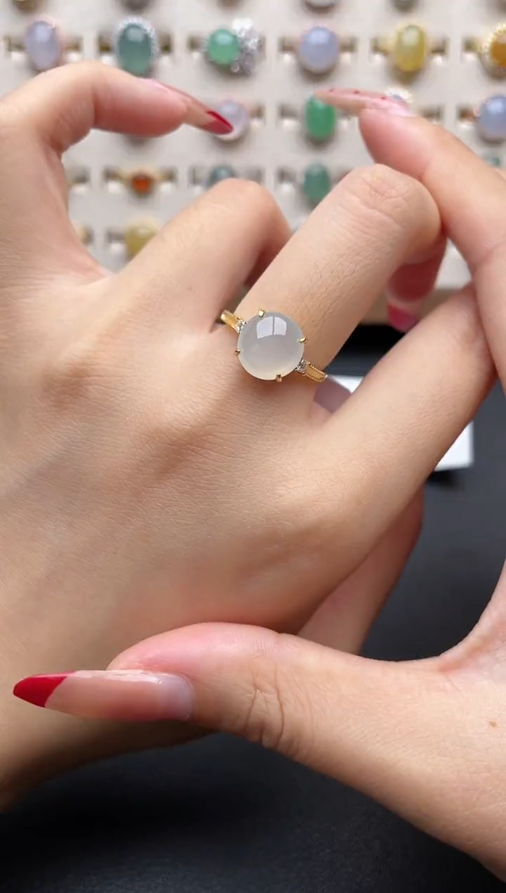 【闪购商品】翡翠戒指银S925镶嵌一物一证一礼盒