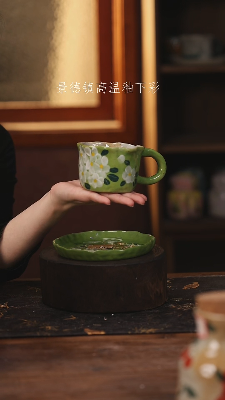 陶瓷 景德镇高温釉下手绘陶瓷@L004@