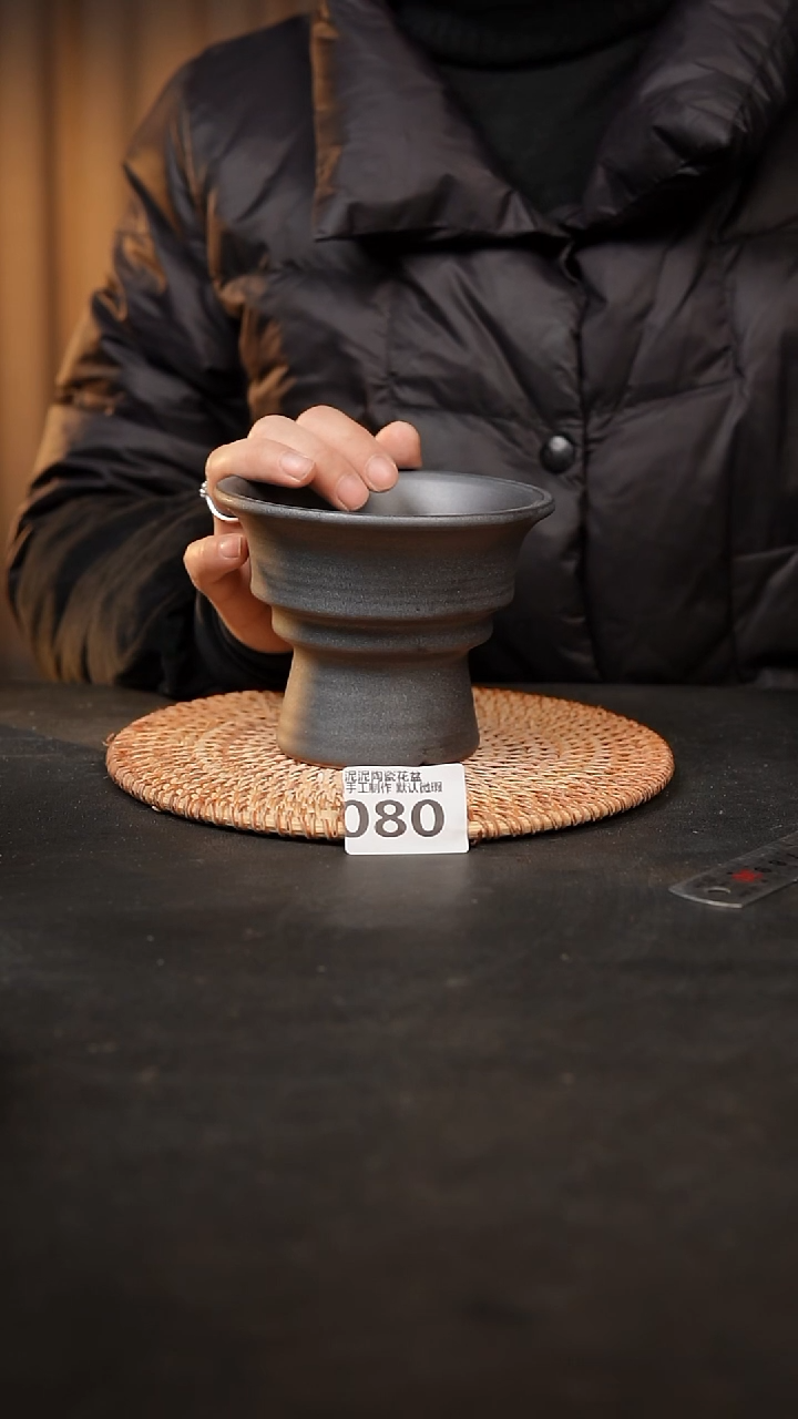 【闪购商品】瓷片080泥泥手工花盆口10高10