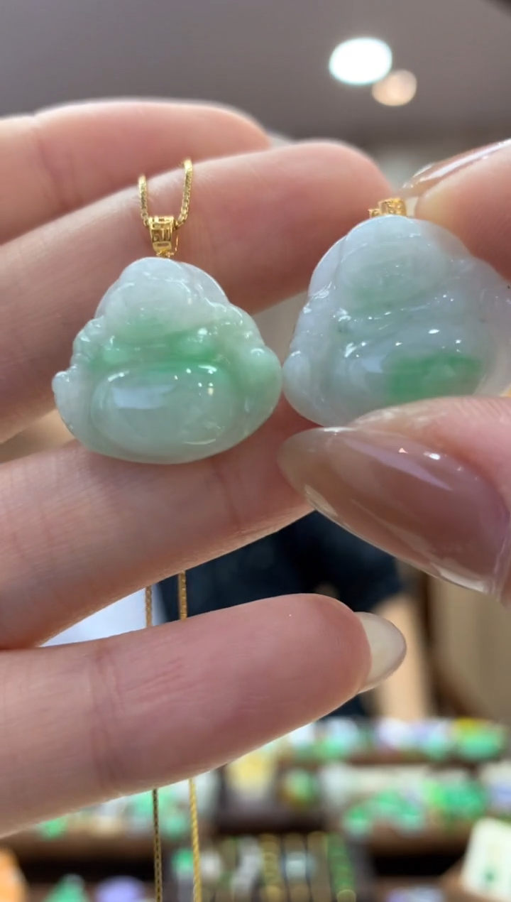 翡翠18K金镶嵌吊坠(不含链)佛公多样性发货1件