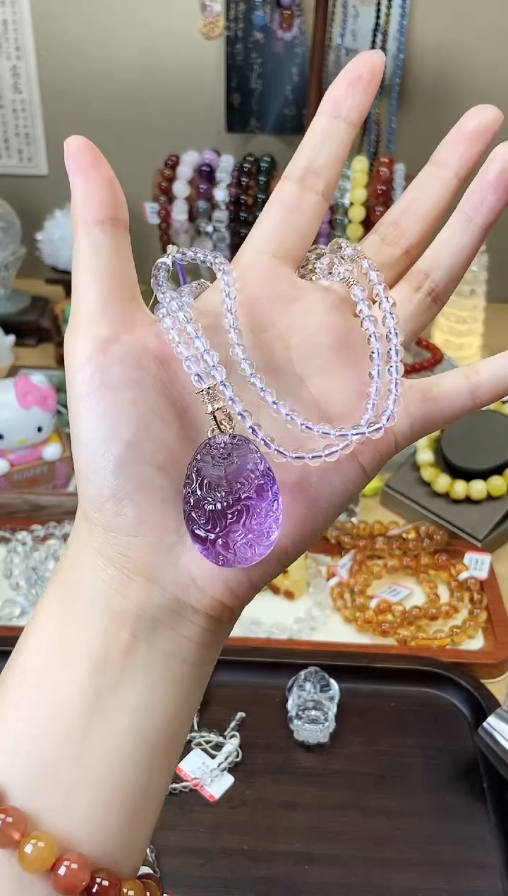 【闪购商品】合金项链水晶5.0紫水晶小狐牌