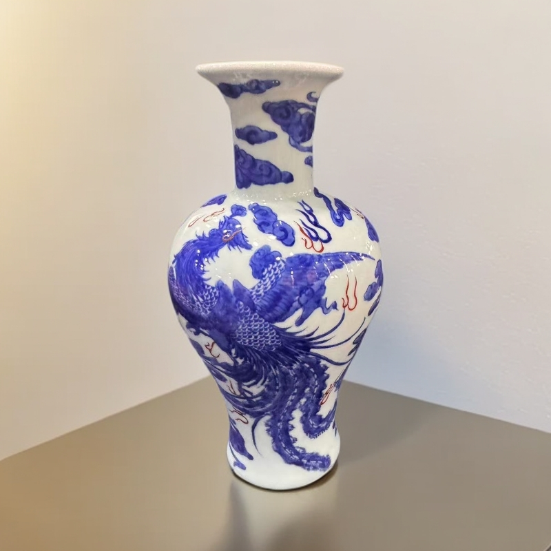C7景德镇青花龙凤呈祥花瓶