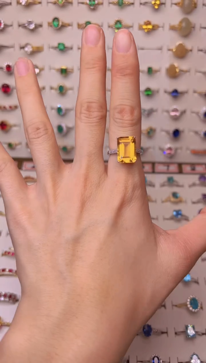 【闪购商品】黄晶戒指银S925镶嵌3122