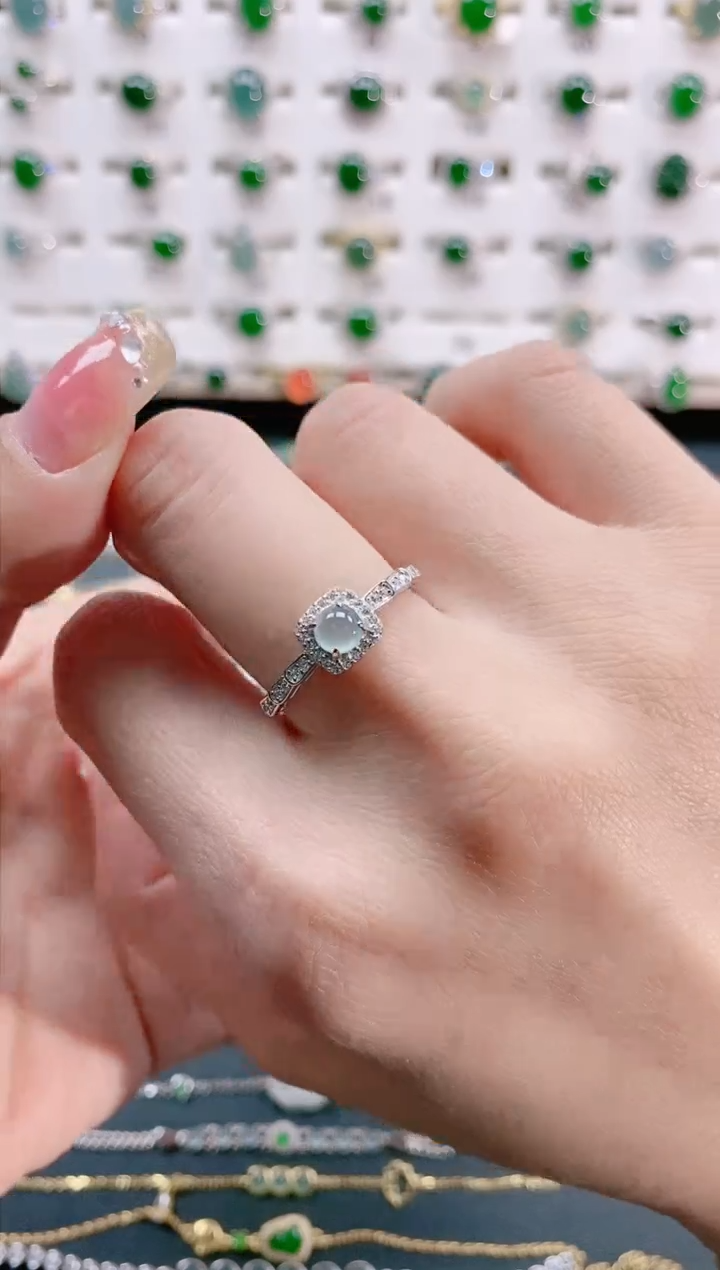 【闪购商品】翡翠戒指银S925镶嵌天然翡翠