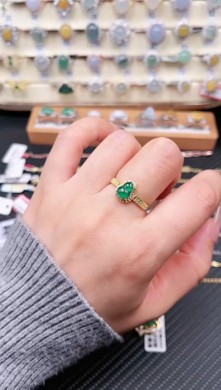 【闪购商品】翡翠戒指银S925镶嵌戒指08