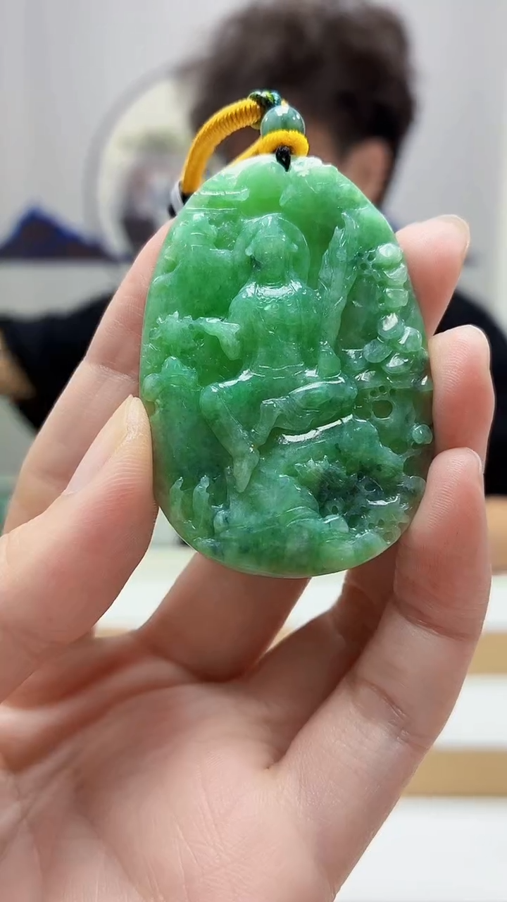 未镶嵌定制翡翠4688zm-毛货挂件山水观音45