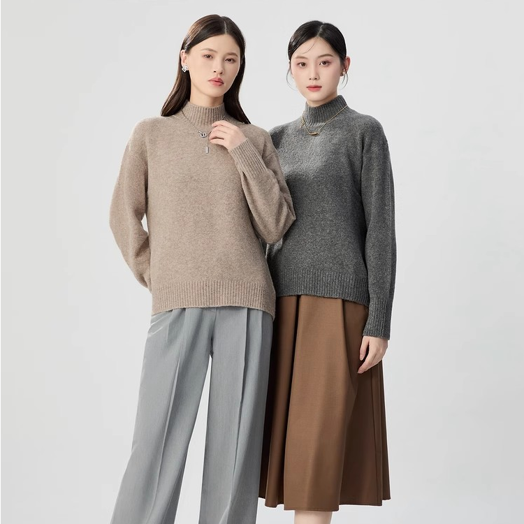 【商场同款】套头针织衫冬季新款百搭通勤宽松烟管毛女A301647