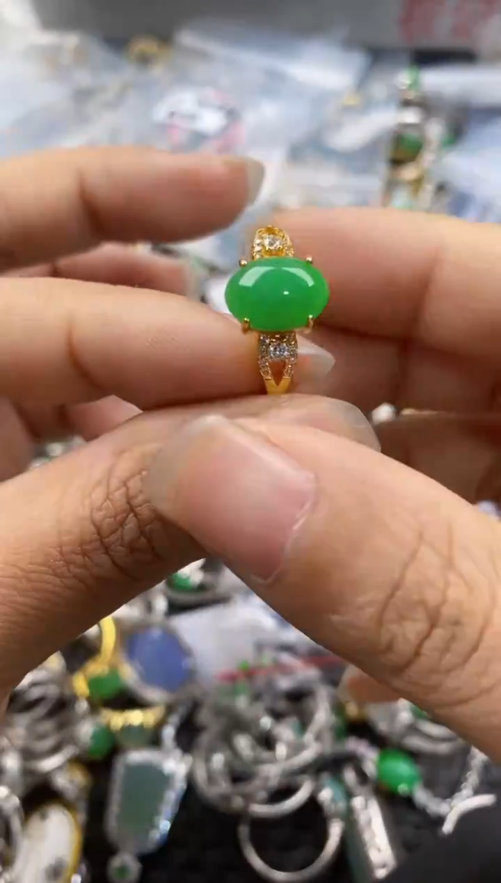 银S925镶嵌戒指翡翠555---4