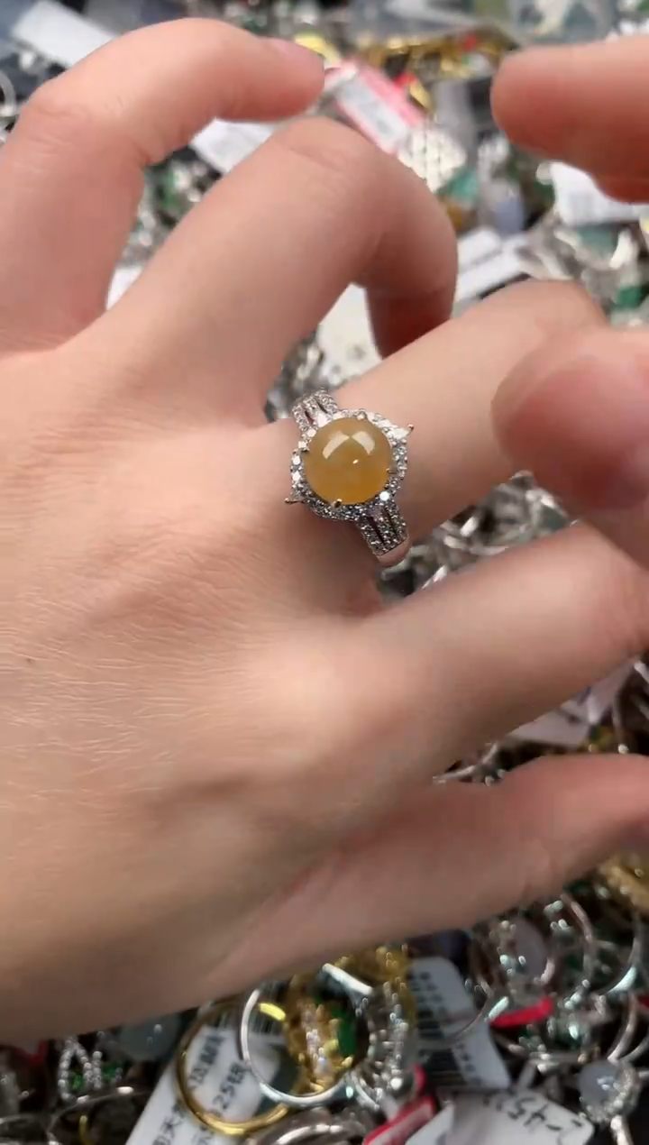 银S925镶嵌戒指翡翠11   5