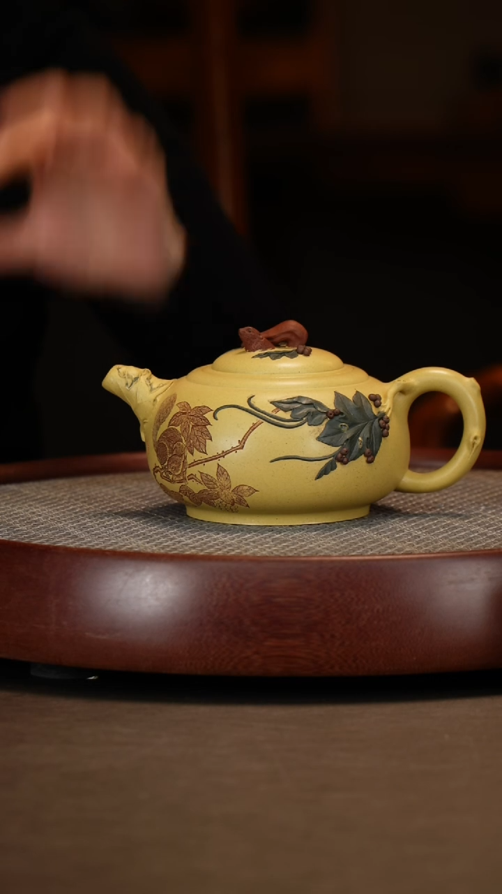 【闪购商品】紫砂茶壶甜甜壶+桑黎兵+甜甜墨宝+绿泥松鼠葡萄杯