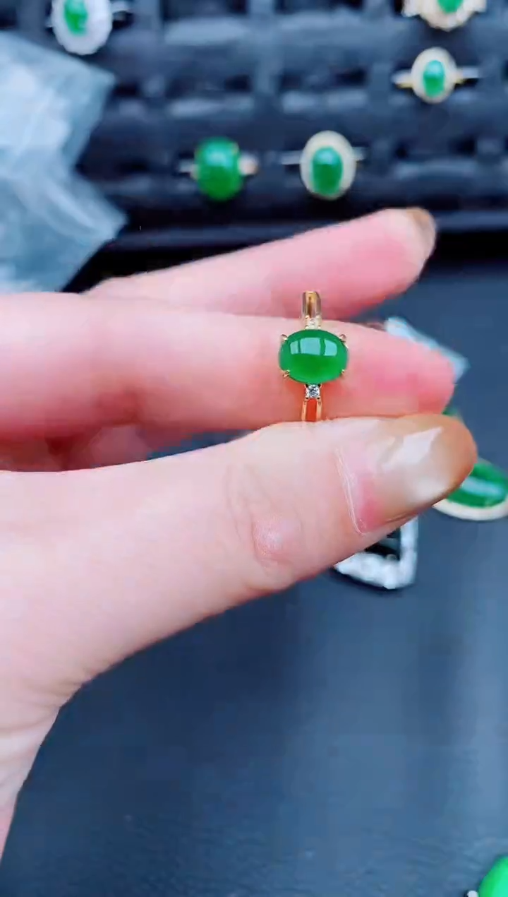 【闪购商品】翡翠戒指银S925镶嵌天然a货翡翠397