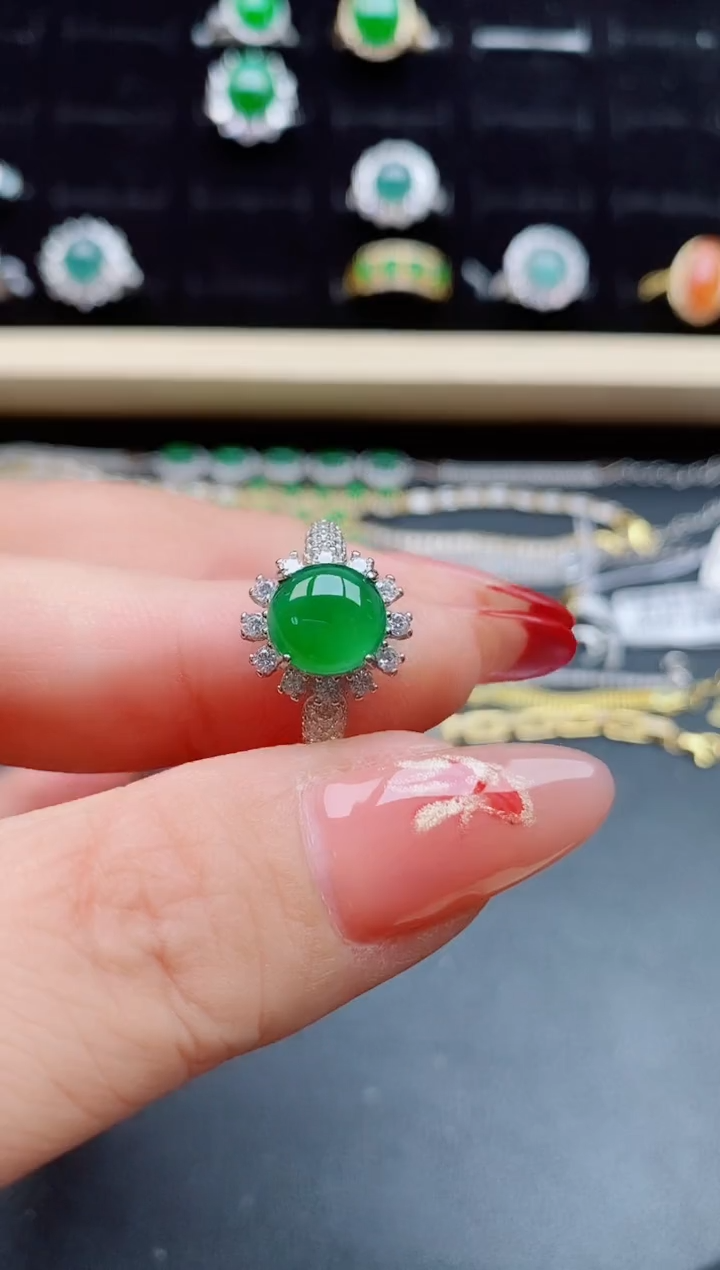【闪购商品】翡翠戒指银S925镶嵌32132