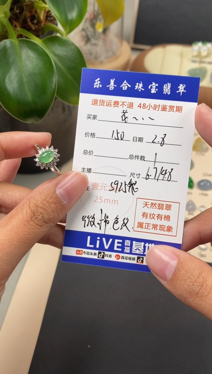 【闪购商品】翡翠颈饰银S925镶嵌翡翠冰种蛋面