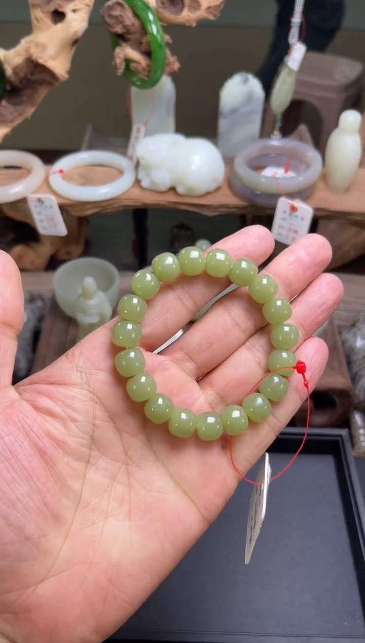 和田玉未镶嵌手串卡11若羌黄口老型9007971