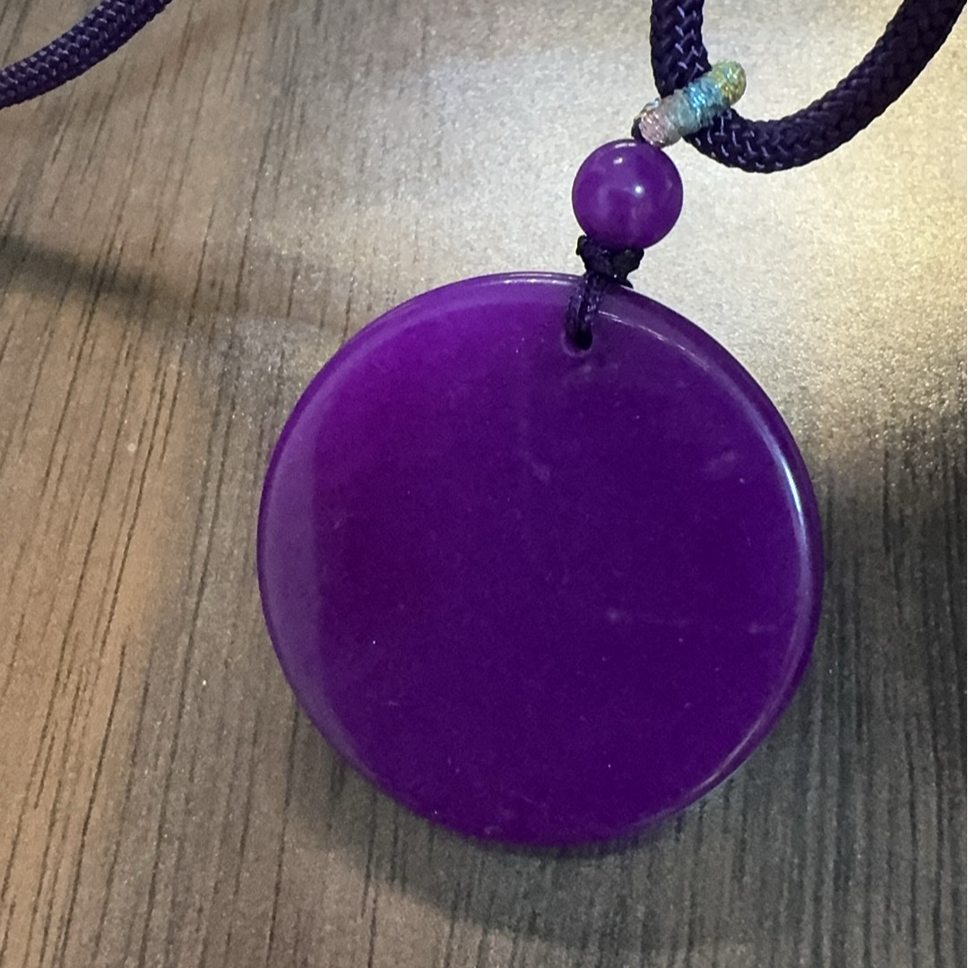 非金属珐琅吊坠 玉化紫色圆盘吊坠经典简约时尚