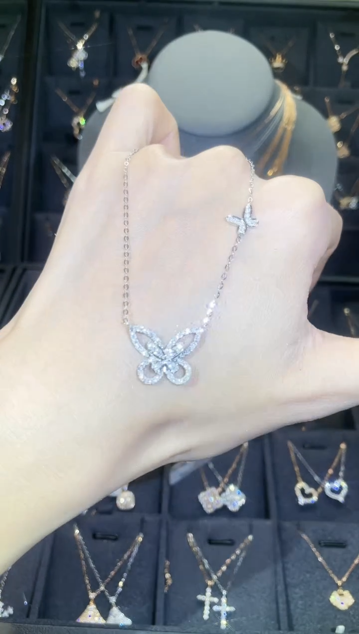 【闪购商品】钻石套链18K金镶嵌18K金白 多人 蝴蝶