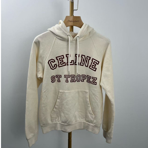 全新未使用 Celine/思琳 字母图案带帽卫衣 米白色
