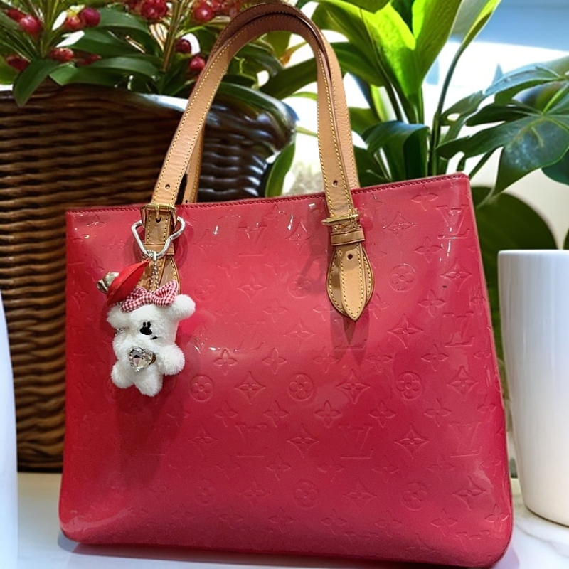 95新 LouisVuitton/路易威登 粉红色漆皮压花单肩包 1235 5987 