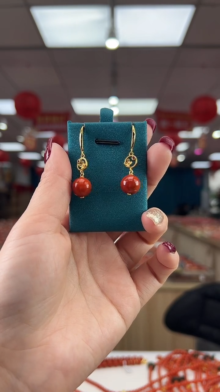 【闪购商品】南红玛瑙耳钩银S925镶嵌多样发其一/92200067