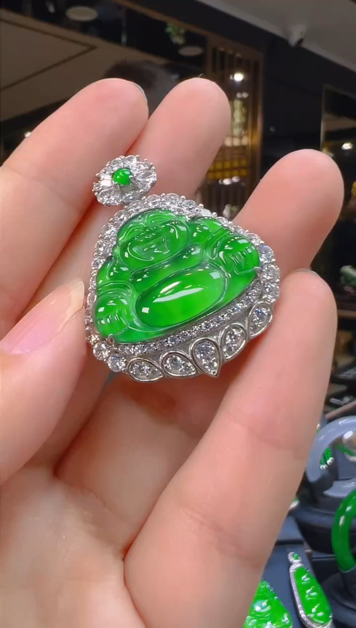 翡翠银S925镶嵌吊坠(赠链)095（多样性发其一）