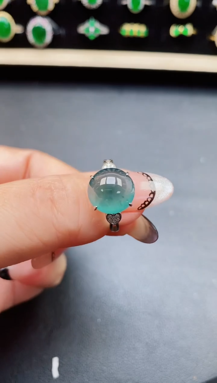 翡翠戒指银S925镶嵌5080
