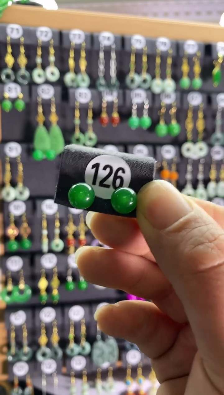 【闪购商品】翡翠耳饰银S925镶嵌老126..