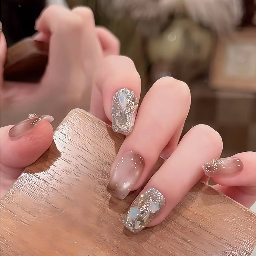 茉哉W现货【秋日序章】纯手工定制美甲拆卸穿戴甲A4904