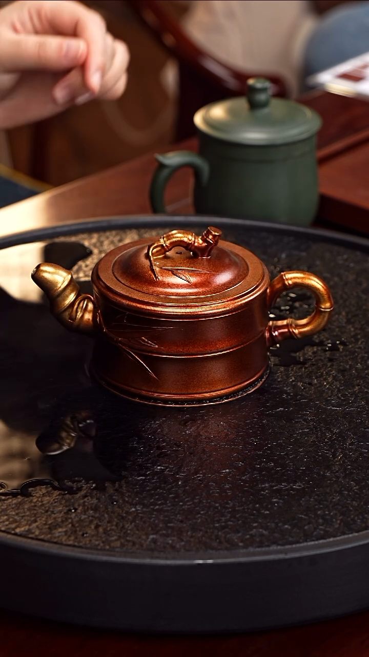 茶壶紫砂BTX 竹段6 铂金烧  280毫升