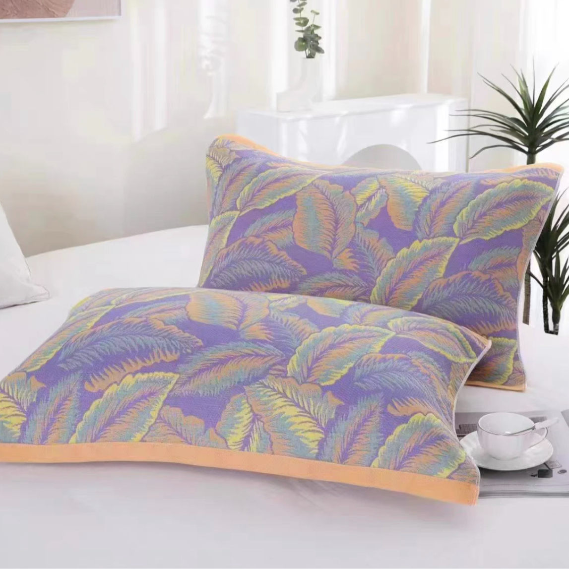 【紫色鸢尾花】-纯绵枕巾-（纱布50*80）