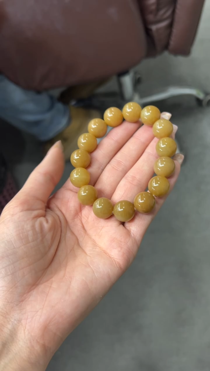 未镶嵌手串和田玉若羌微色差卡14LP