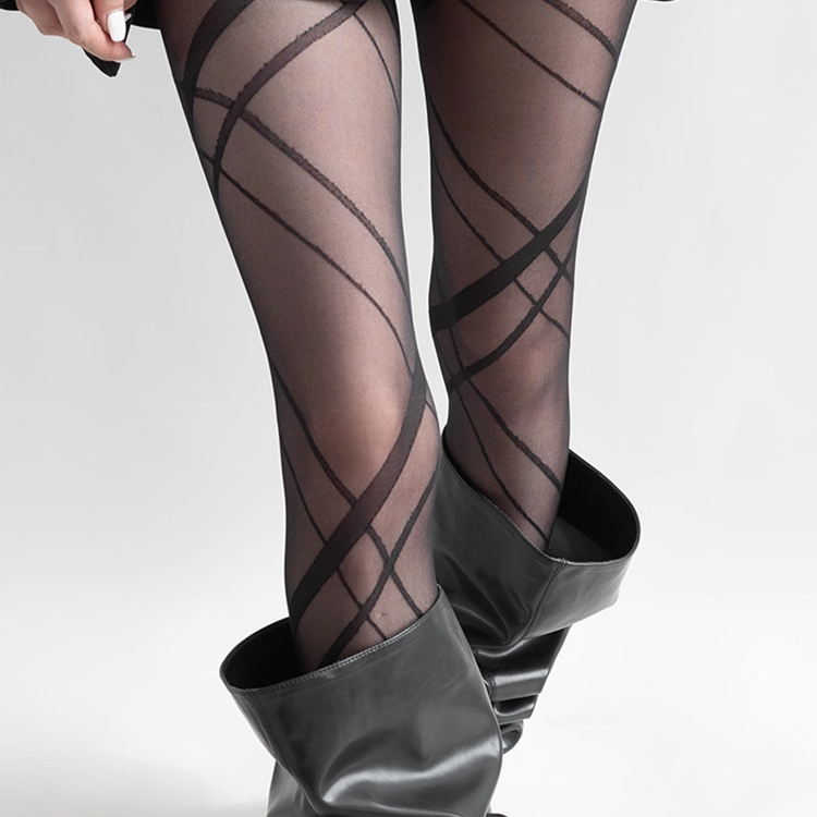 丝袜打底裤薄款春季冬季镂空条纹夏季中筒袜透气纯色秋季长筒袜