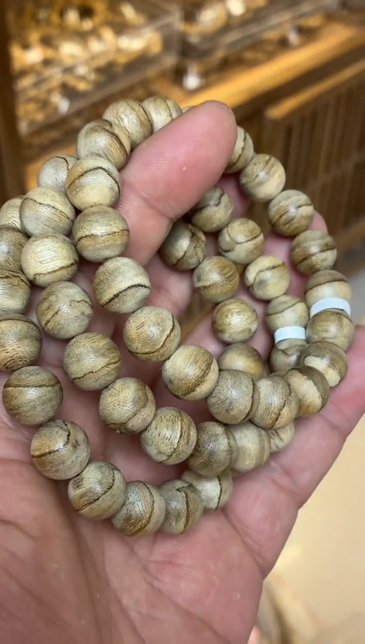 沉香手串 达拉干圆珠单圈虎皮纹1.1多样性发其一