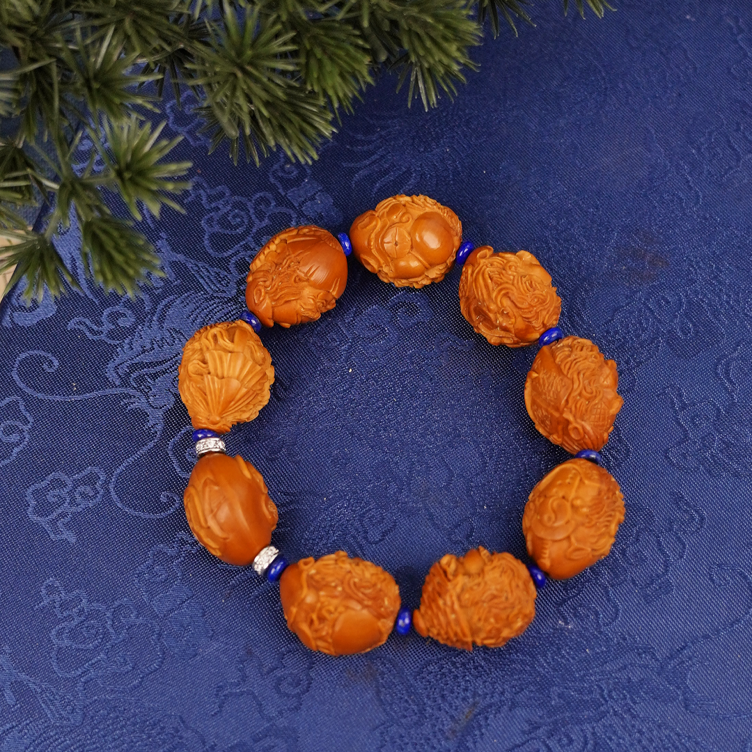 福韵阁 孤品 天然橄榄核 手工雕刻 钟馗 手串 MC0067