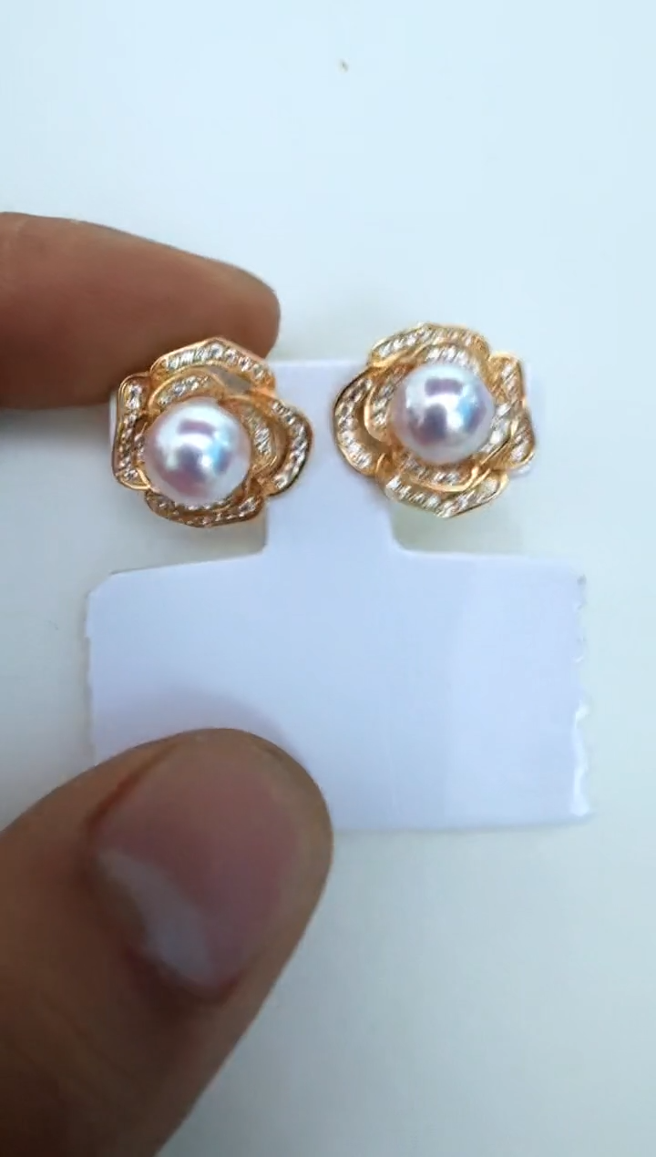 【闪购商品】海水珍珠耳饰银S925镶嵌耳钉