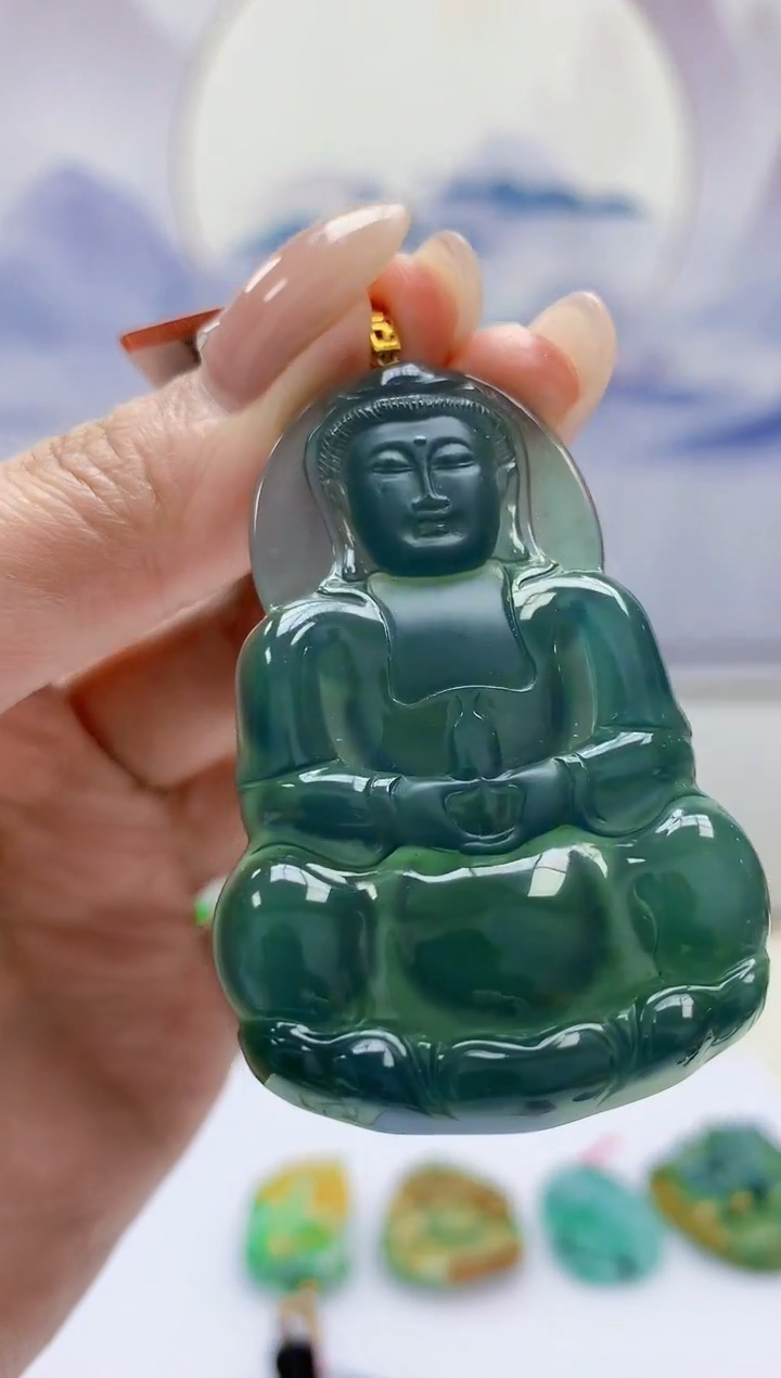 定制翡翠18K金镶嵌**4852MM-jj挂件286