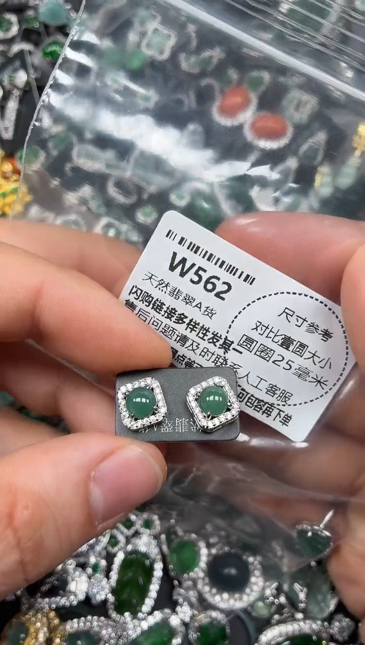 颈饰未镶嵌翡翠W562耳钉