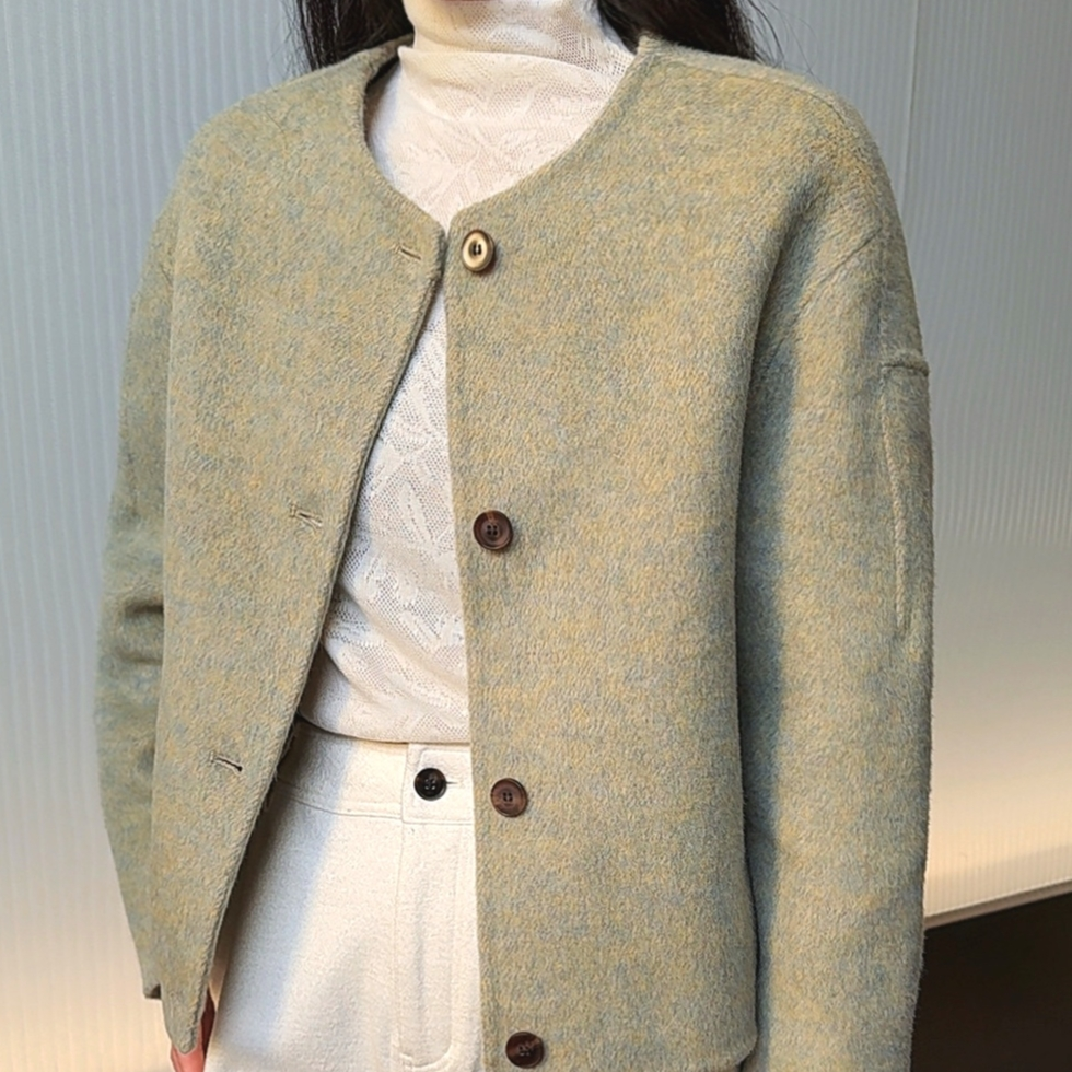 2025秋冬新款气质韩版纯色系百搭减龄双面大衣女外套小个子穿搭