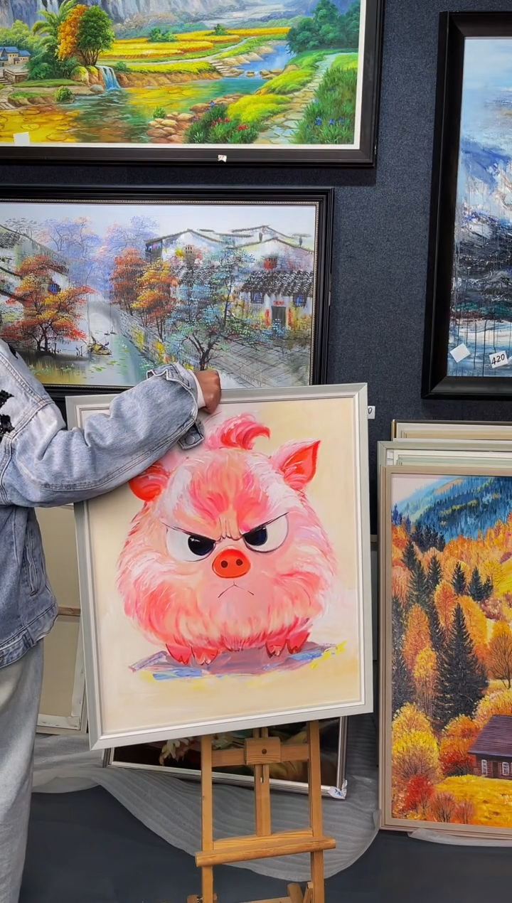 【闪购商品】油画29号 50*60 猪猪-手绘油画