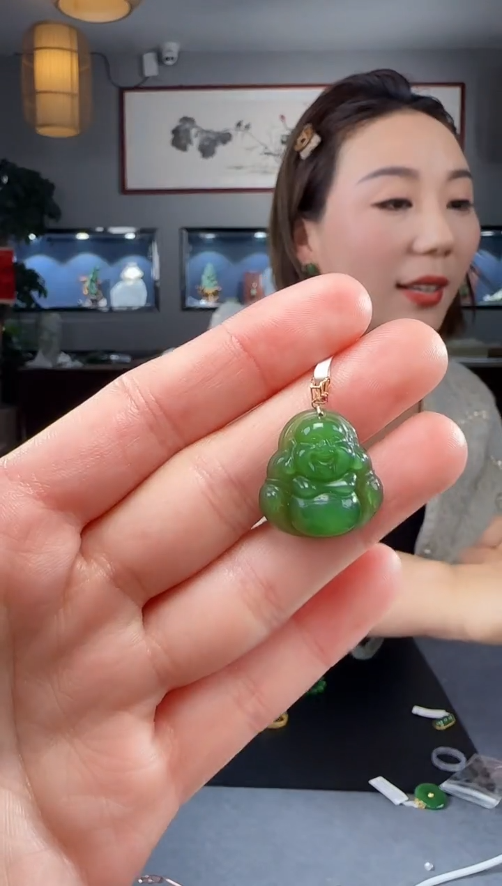 【闪购商品】和田玉吊坠(不含链)18K金镶嵌1