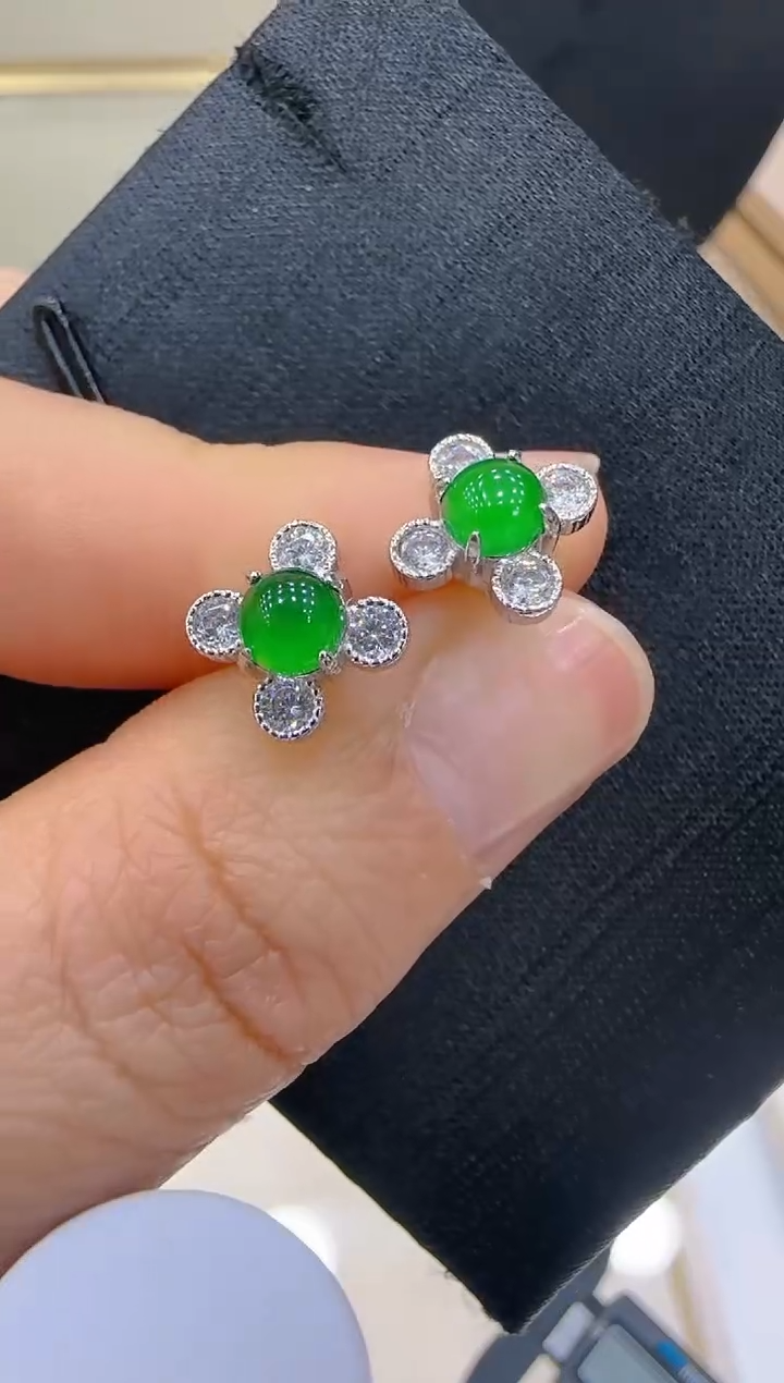 【闪购商品】翡翠耳饰银S925镶嵌团购多样性发一件