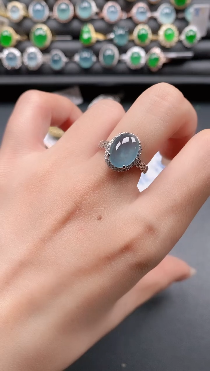 银S925镶嵌戒指翡翠111