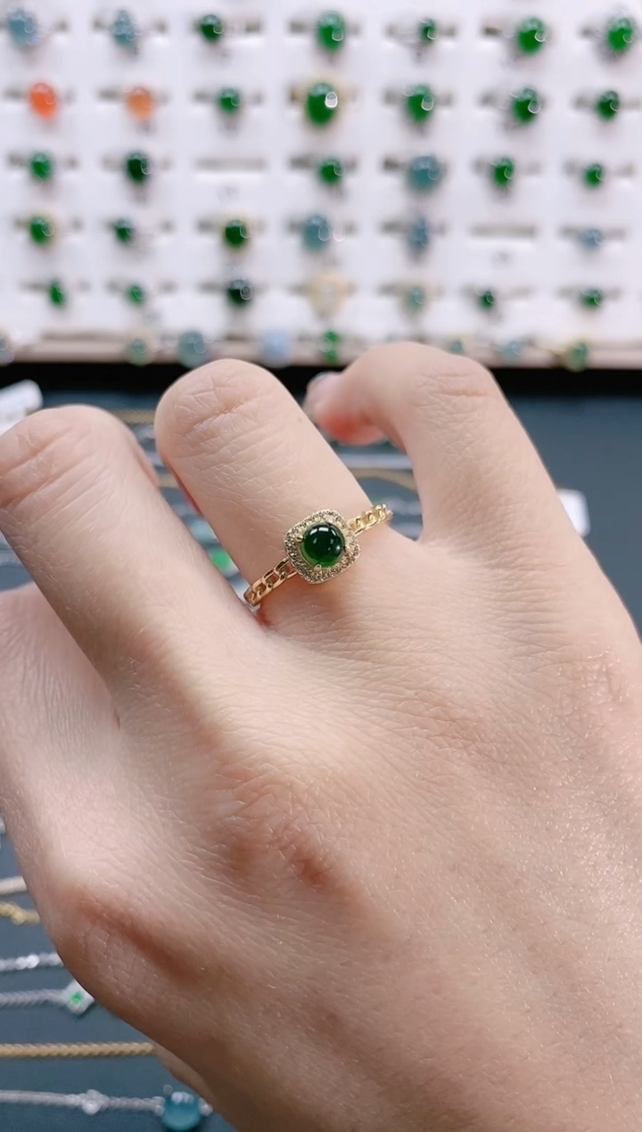 【闪购商品】翡翠戒指银S925镶嵌天然翡翠